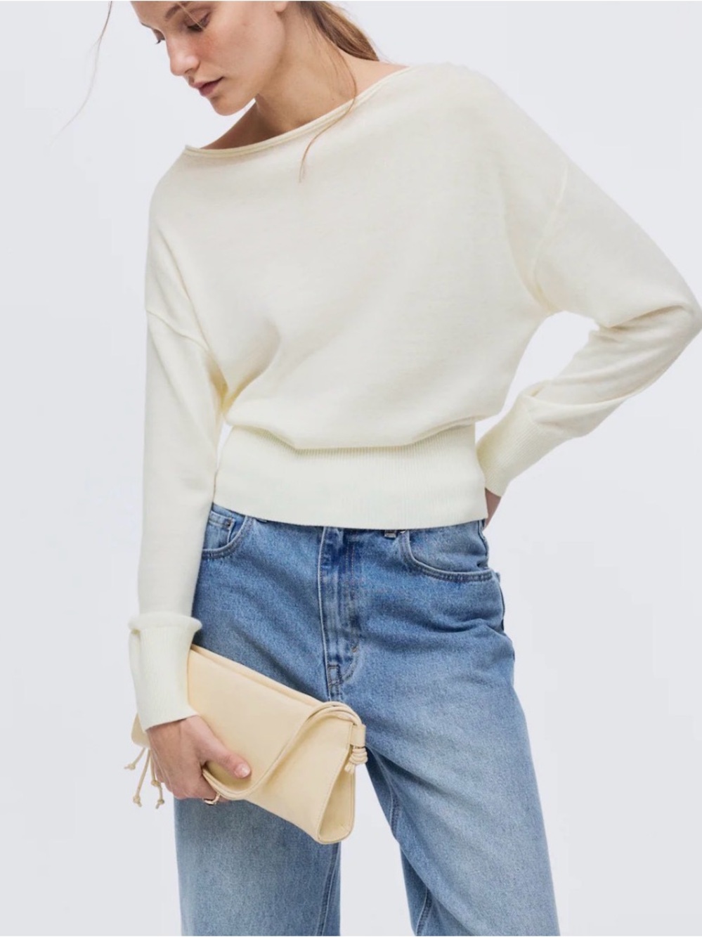 H&M Cream Lightweight Boatneck Sweater